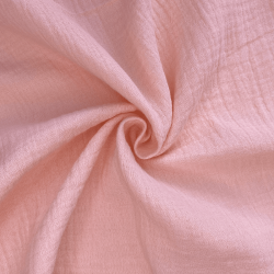 Ткань Муслин Жатый, цвет Нежно-Розовый (на отрез)  в Сочи